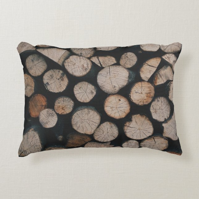 Almofada Decorativa Pile of brown fire woods (Frente)