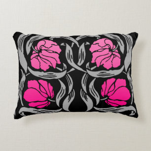 Almofada Decorativa Pimpernel de William Morris, cor-de-rosa e preto