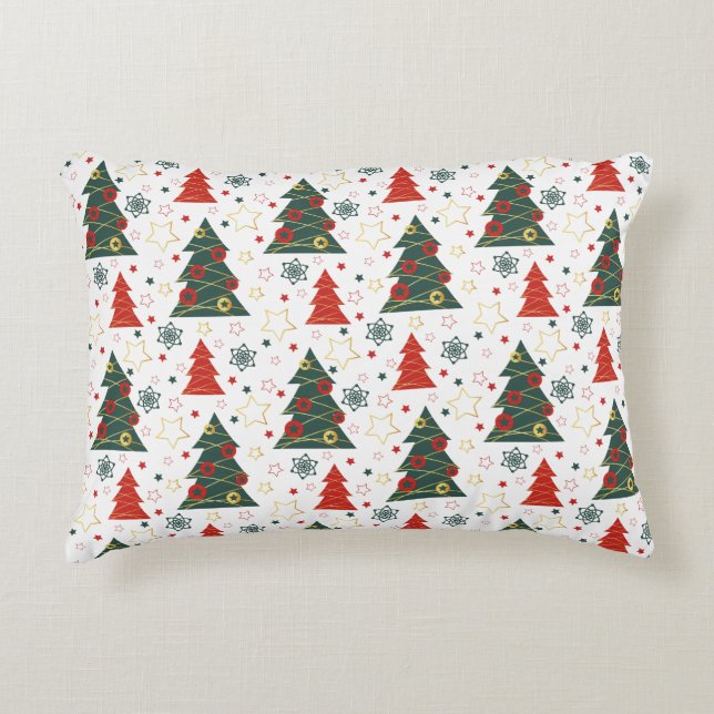 Almofada Decorativa Pinheiros Starry Dourados de Natal (Frente)