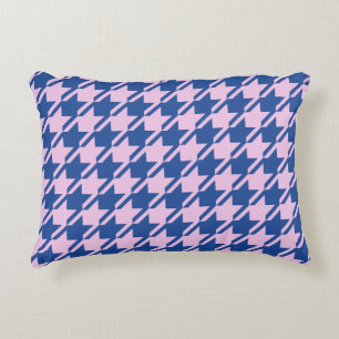 Almofada Decorativa Pink-alto-dente+Padrão Azul
