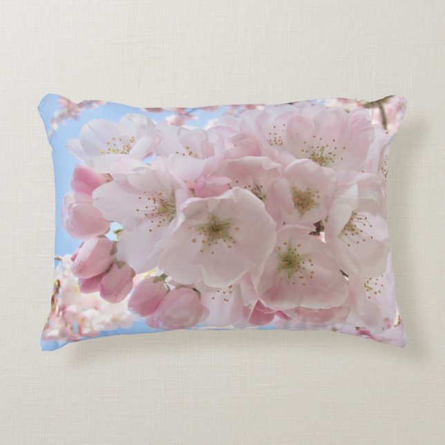 Almofada Decorativa Pink Blossoms Blue Sky. (Frente)