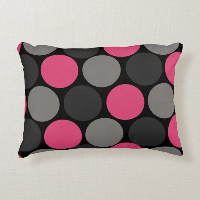 Almofada Decorativa Pink e Cinza Polika Dot (Frente)