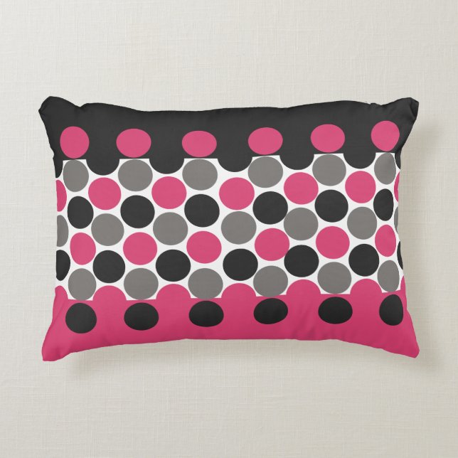 Almofada Decorativa Pink e Cinza Polika Dot (Frente)