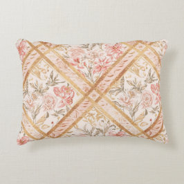 Almofada Decorativa Pink Peach Florals Flowers Pattern and Ribbon
