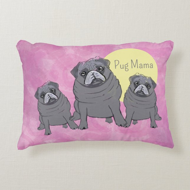 Almofada Decorativa Pink Pug Mama (Frente)
