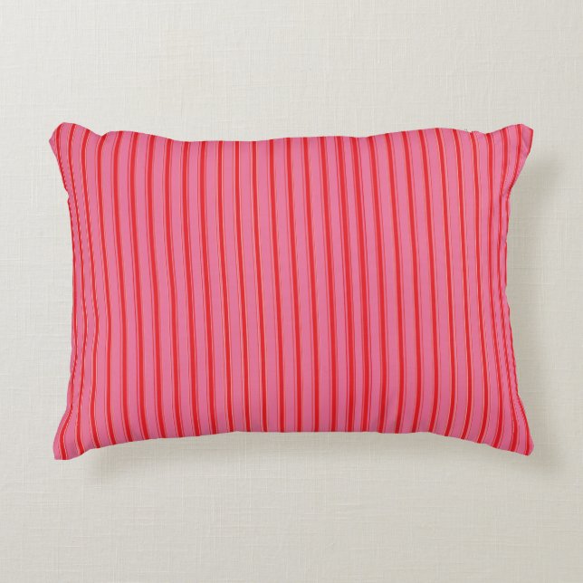 Almofada Decorativa Pink Red Stripes, Modern, Elegant  (Frente)