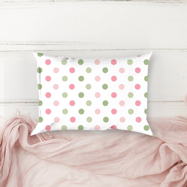 Almofada Decorativa Pink & Sage Green Pastel Polka Dot (Pink & Sage Green Pastel Polka Dot Accent Pillow)