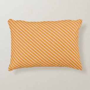 Almofada Decorativa Pinstripes diagonais - laranja e branco