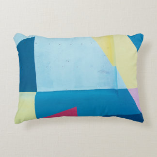 Almofada Decorativa Pintura abstrato azul, vermelha, rosa e amarela