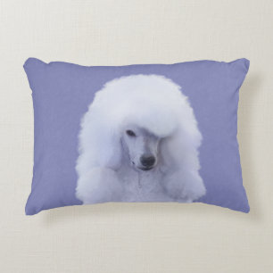 Almofada Decorativa Pintura Branca de Poodle Padrão - Arte Cão Origi