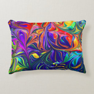 Almofada Decorativa Pintura de abstrato cor verde roxa e laranja