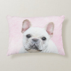 Almofada Decorativa Pintura de Bulldog Francês (Creme/Branco) - Arte C