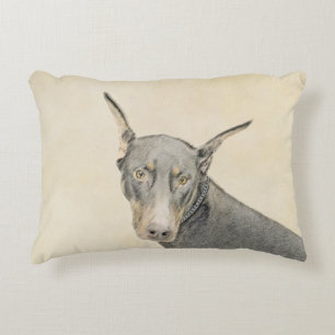 Almofada Decorativa Pintura de Doberman Pinscher - Arte Original de Ca