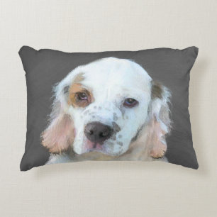 Almofada Decorativa Pintura de Espanhol Clumber - Arte de Cachorro Ori