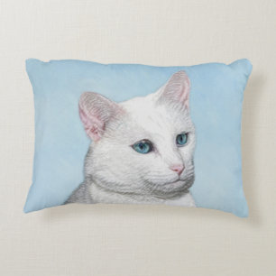 Almofada Decorativa Pintura de Gatos Brancos - Arte de Gato Original B