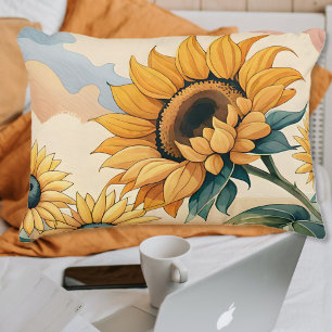 Almofada Decorativa Pintura de girassol no verão amarelo