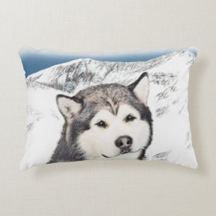 Almofada Decorativa Pintura de Malamute no Alasca - Arte de Cachorro O