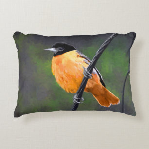 Almofada Decorativa Pintura de Oriole - Arte Original para Pássaros