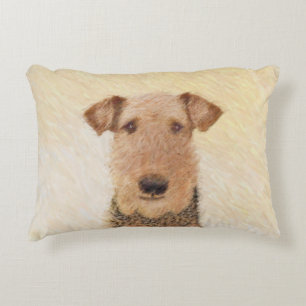 Almofada Decorativa Pintura de Terrier Airedale - Arte original cômoda
