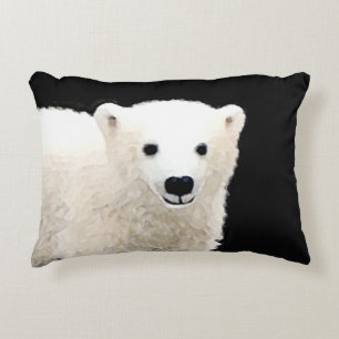 Almofada Decorativa Pintura do Cubo do Urso Polar - Arte Original da V
