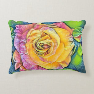 Almofada Decorativa Pintura em Aquarela Moderna de rosas cor-de-rosa c