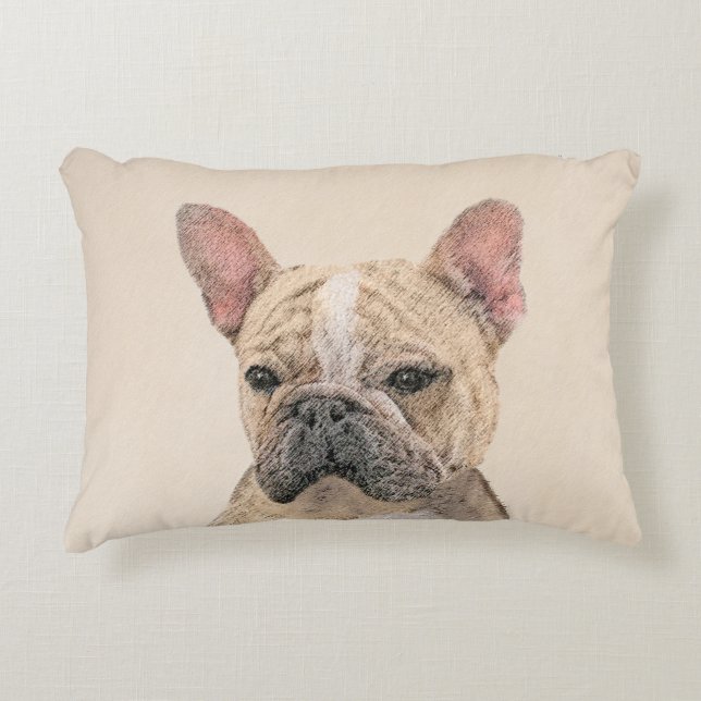 Almofada Decorativa Pintura em Bulldog Francês (Sable) - Pintura Origi (Frente)