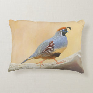 Almofada Decorativa Pintura em Quail de Gambrel — Arte original sobre