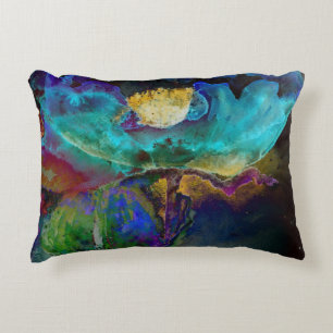 Almofada Decorativa Pintura floral romântica elegante de teal