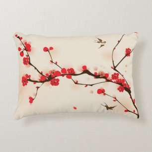 Almofada Decorativa Pintura oriental do estilo, flor da ameixa no
