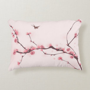 Almofada Decorativa Pintura oriental do estilo, flor de cerejeira