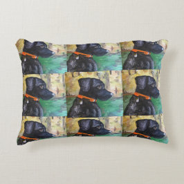 Almofada Decorativa Pintura preta doce do laboratório no travesseiro