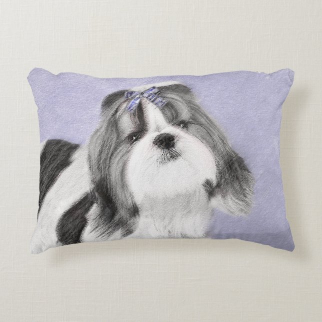 Almofada Decorativa Pintura Shih Tzu - Arte Cachorosa Original (Frente)