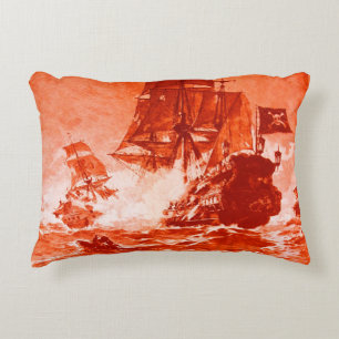 Almofada Decorativa PIRATE SHIP BATTTTTLE EM vermelho