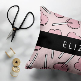 Almofada Decorativa Pirulitos Cor-de-Rosa, Pirulitos em Forma de Coraç