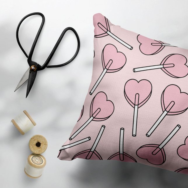 Almofada Decorativa Pirulitos Cor-de-Rosa, Pirulitos em Forma de Coraç (Criador carregado)