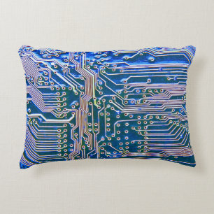 Almofada Decorativa Placa de circuito,computador,azul,capacitor,chip,c
