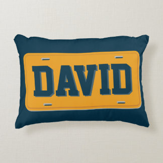 Almofada Decorativa Placa de licença de laranja e Marinho personalizad