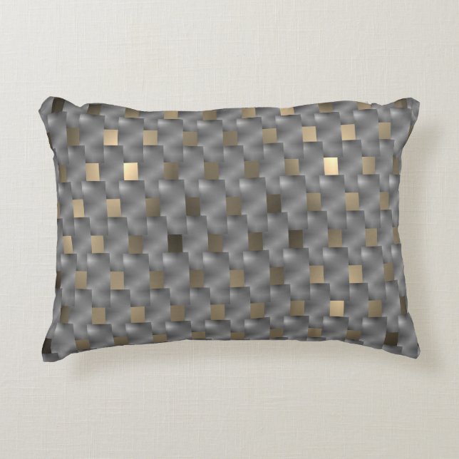 Almofada Decorativa Placas cinza sobre marrom claro, toneladas pretos (Frente)