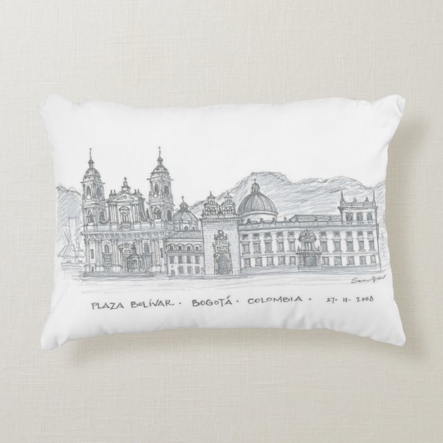 Almofada Decorativa Plaza Bolívar, Bogotá, Colômbia (Frente)