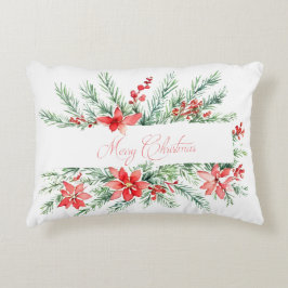 Almofada Decorativa Poinsettia aquosa e verde