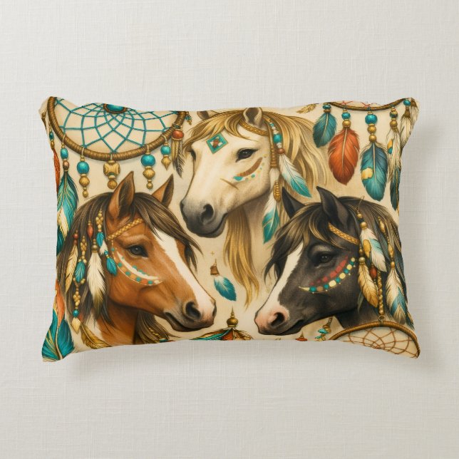 Almofada Decorativa Pôneis Apanhadores de Sonhos (Frente)