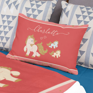 Almofada Decorativa Pôneis brilhantes cor-de-rosa com nome pequeno