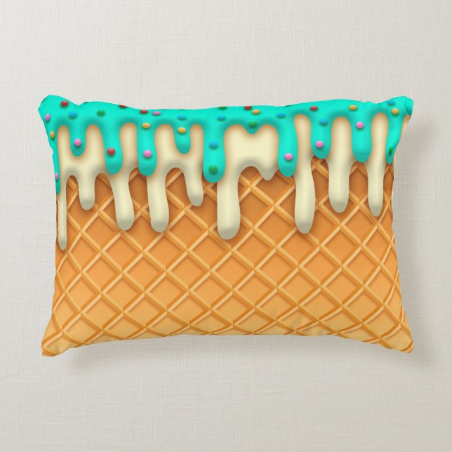 Almofada Decorativa Ponta Do Waffle De sorvete Com Préteses (Frente)