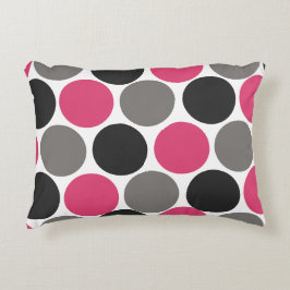 Almofada Decorativa Ponto de Bolinha Rosa e Cinza