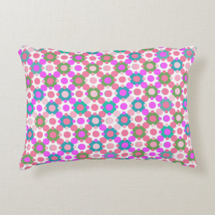 Almofada Decorativa Pontos Polka Sobrepostos em Rosa e Verde