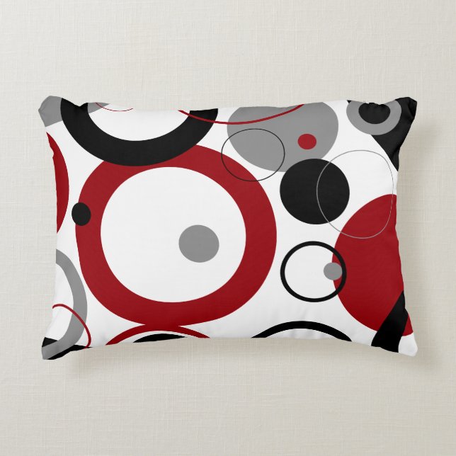 Almofada Decorativa Pontos vermelhos, Cinzas e pretos (Frente)