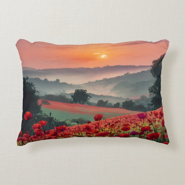 Almofada Decorativa Poppy Landscape. (Frente)