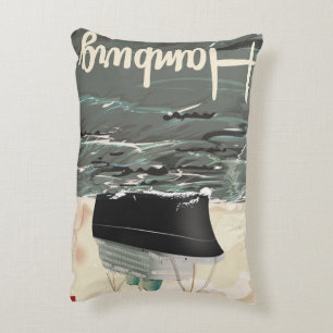 Almofada Decorativa Poster das viagens vintage de Hamburgo