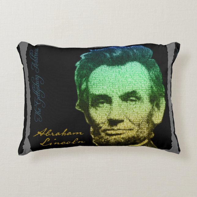 Almofada Decorativa Poster de Texto do Retrato Lincoln (Frente)