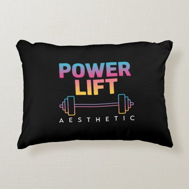 Almofada Decorativa Power Lift Aesthetic Barbell Gradient Gym Tee (Frente)